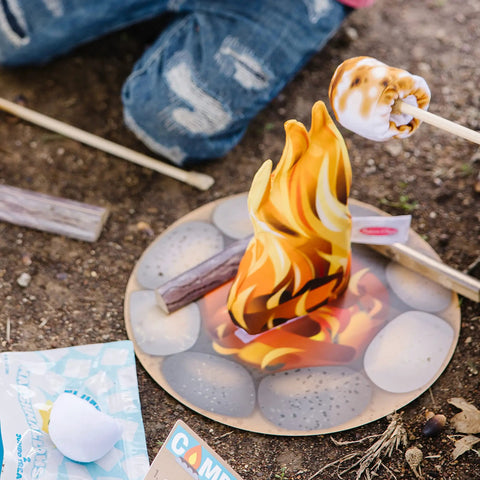 Campfire S'mores Pretend Play Set With 23-Piece Toy Food Kit For Kids 3 Plus, with toy marshmallows and fire pit mat
