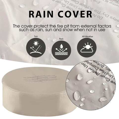 Outdoor Propane Fire Pit Table Set With Tank Cover For Backyard Hangouts And Patios, rain cover with water droplets