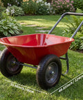 Heavy Duty Dual Wheel Wheelbarrow Garden Cart With Built In Stand For Yard And Garden, 4 Cu Ft Cargo Capacity, Red