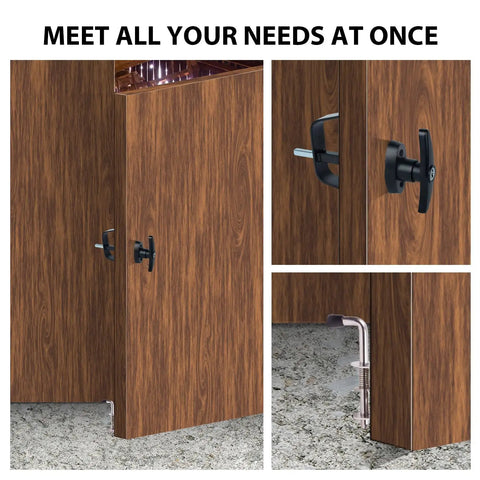 Ultimate Shed Door Latch and Lock Kit with Heavy-Duty 5-1/2 Inch Stem T-Handle installed on wooden door