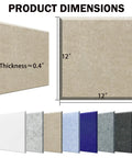 Premium Square Acoustic Panels Self Adhesive 12 Pack dimensions display, measuring 30.5x30.5cm with 0.4 inch thickness.