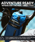 Cosmic Blue 1.6L Adjustable Handlebar Stem Bag With Zipper Pocket Weather Resistant Ripstop Secure Cord Quick Access MTB EBike Bikepacking Bag For Snacks Tools And Essentials on bike handlebar