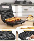 3 In 1 Waffle, Grill And Sandwich Maker with removable nonstick plates and indicator lights in kitchen setting