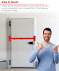 Heavy Duty Adjustable Door Security Bar For Outswing Doors 32 To 42 Inches Anti Theft Barricade Lock installed on door