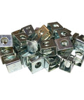 Premium 12-24 Slide On Cage Nuts For Server Racks And Telco Equipment Zinc Coated Steel Bulk 25 Pack Made In Usa stacked in a pile.