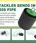 Dead Serious 2 Inch Conduit Mouse Piston 3 Pack Tough Foam Sealing Plugs for EMT IMC Rigid Pipe with green top, flexible design for bends.
