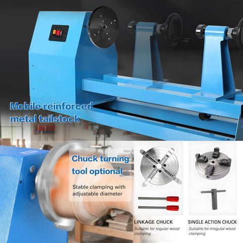 Kickstart Your Woodworking Game With This Smooth Mini Lathe Machine! Featuring 380W Power, 4-Speed Adjustments, mobile metal tailstock.