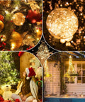 Two Pack 300 LED Solar Fairy Lights 108 Feet Outdoor Indoor Waterproof Twinkle String With 8 Modes And Remote decorated tree and patio