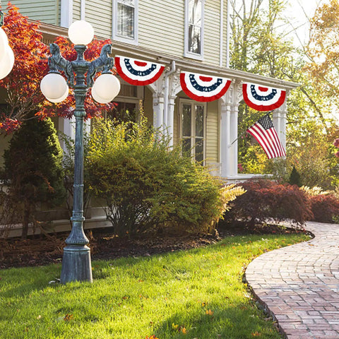 Patriotic Pleated Fan Flags Set, 6 Pcs, 3 By 1.5 Feet American Buntings Banner With Stars And Stripes for outdoor house decor