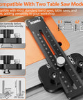 Thin Rip Table Saw Jig With Push Block And Dual Pulleys for Precision Repeatable Narrow Strip Cuts Fits 3/8 x 3/4 in T Slots