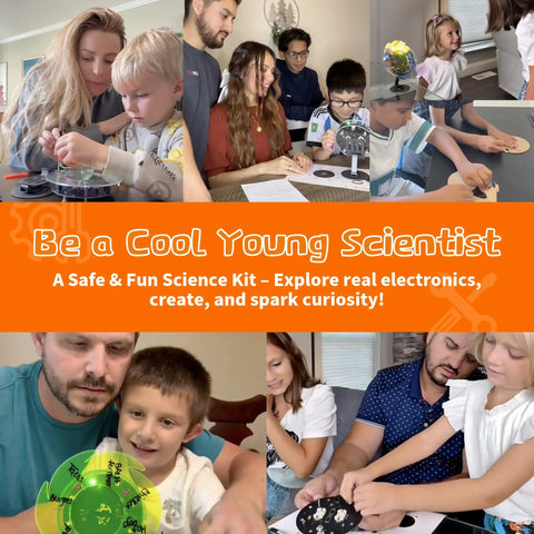 STEM Interactive Hands-On Lucky Wheel Craft Kit For Teens And Beginners, kids assembling acrylic prize wheel in a home science lesson