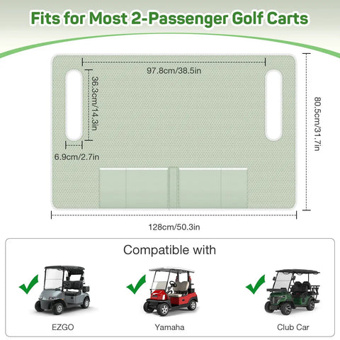 Universal Golf Cart Seat Cover Towel Blanket For 2 Seat Carts EZGO Yamaha Club Car And More No Slip Easy To Clean Green diagram
