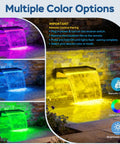 All-In-One Pond Waterfall Kit With LED Light, 18-Inch Stainless Steel Spillway, showing multiple color options