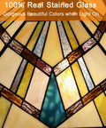 Close-up of stained glass on Two Light Tiffany Style Table Lamp With Antique Cream Amber Stained Glass, Handcrafted Shade