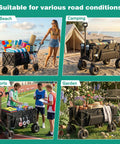 Heavy Duty Beach Wagon With 9 Inch Balloon Wheels, 550 Lb Capacity, Foldable Beach Cart With Adjustable Handle in use