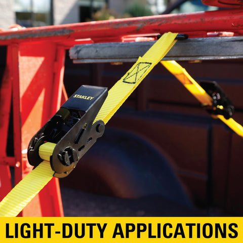 1 Inch Wide Ratchet Straps 10 Feet Go To Light Cargo Tie Down Straps With 300 Lb Working Load And 900 Lb Break Strength Black Yellow 4 Pack