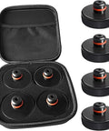 Tesla Jack Pads For Model Y, 3, S, X Rubber Lift Pads With Storage Bag showing four pads in a case and two outside.