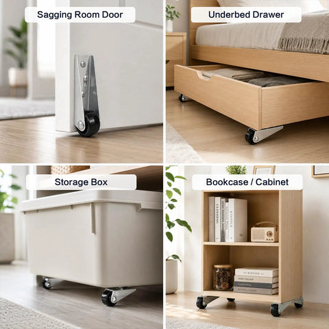 Quickest Sagging Door Fix Smooth Glide Upgrade For Heavy Drawers And Sliding Gates Rock Solid Silver Side Mount Non Swivel Low Profile Caster Wheels on furniture.