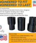 Universal Sander Vacuum Adapter 1-1/4 Inch Hose for Dust Collection showing three black adapters, durable construction.