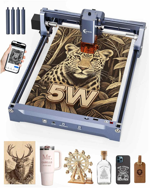 Beginner Friendly 5W Portable Laser Engraver With Wireless App Control, High Precision 200x300mm Engraving Area For Wood Metal Acrylic Leather, DIY CNC Laser Cutter For Quick Custom Jobs And Pro Quality Projects showing engraving preview