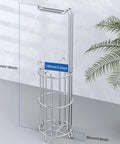 Toilet Paper Holder Stand And Tissue Roll Dispenser For Four Mega Rolls Freestanding Bathroom Storage Rack Must Have Durable Metal Wire Construction And Sleek Silver Finish with dimensions.