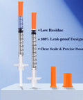 One Milliliter Syringe Five Sixteenth Inch 30 Gauge 8mm U 100 Lab Supplies Individually Wrapped Pack Of Twenty Five Sterile Medical Syringes For Precise Dosing And Safe Disposal, sterile syringe with orange cap and clear scale