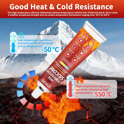 High Temp Silicone Sealant Adhesive For Ovens Fireplaces And Microwaves, Heat Resistant, Waterproof, 550°C temperature range