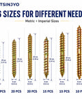100 Piece Hanger Bolt Set with Double Ended Screws for Woodworking and Furniture Assembly, M6x40, M6x50, M6x60, M8x50, M8x60, M8x80