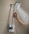 In2ition Four Setting Two In One Shower Combo With H2Okinetic Technology Dual Shower Heads Or Handheld 2.5 GPM Flow Black Stainless Finish