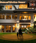 Front view of modern house with Motion Sensor Outdoor Wall Lantern With Dusk To Dawn Sensor illuminating entryway