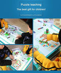 Children using Hands-On Magnet Science Kit for Physics Experiments in classroom setting, featuring magnets and grid board.