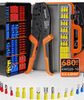 Heavy Duty Crimping Tool Kit For Insulated Terminals And Wire Connectors With Ratchet Crimper Covering AWG 20 To 10