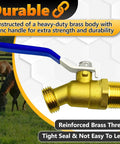 Brass stock tank drain valve with blue lever handle; fits 1-1/4 x 3/4 NPT fittings