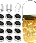 Solar Mason Jar Lights 12 Pack With 30 LED Fairy Firefly Jar Lids String Lights Waterproof For Patio Garden