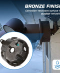 Four Pack Round Outdoor Junction Boxes With Five Half Inch Holes Die Cast Wet Rated Exterior Electrical Box For Weatherproof Power Connections Plugs And Ground Screw Compatibility bronze finish exterior wall mounted