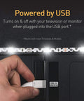 USB cable connecting LED TV Backlight Strip Lights With USB Power, Remote Control, 15 Ambient Color Options And 10 Brightness Modes For 60 To 80 Inch TVs