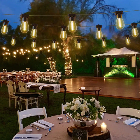 96 Foot LED Outdoor String Lights With Shatterproof S14 Bulbs 2700K Warm White For Patio Backyard Porch Garden Wedding Setup