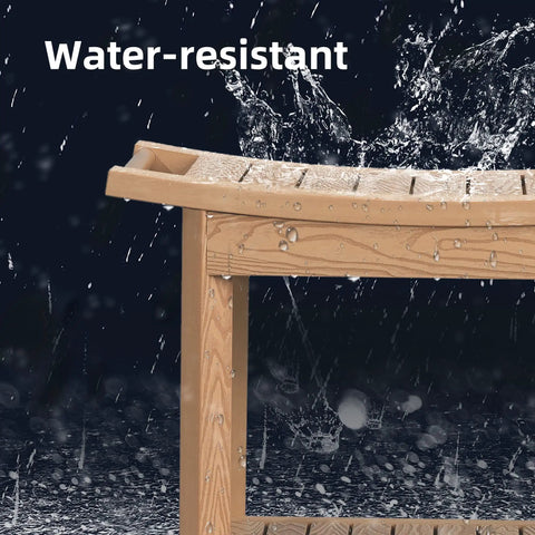 Poly Lumber Shower Bench With Handles And Storage Shelf Water Resistant No Slip Shower Seat highlighted in rain