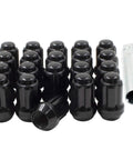 20 Pcs Short Truck Lug Nuts M14x1.5 1.50 Inch Long 6 Spline Hex Black Conical Seat True Two Piece Construction For Aftermarket Wheels