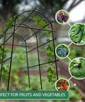 7.5 Foot Metal Garden Arch Trellis Arbor With Netting, Adjustable Width Pergola for climbing plants, weather resistant, in garden