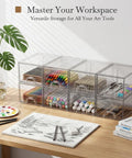 Eight Pack Clear Stackable Storage Drawers Hella Durable Water Resistant Desktop Organizer For Cosmetics And Craft Gear Helping You Keep Your Space Totally Snazzy with art tools.