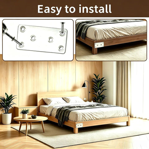 40 Pieces Stainless Steel Flat Mending Plates for Furniture Repair and Reinforcement Three and One Eighth by One Point Six Inch on bed frame