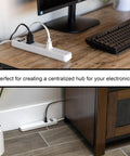 Six Outlet Power Strip Two Pack With One Point Five Foot Heavy Duty Extension Cord Grounded 3 Prong Wall Mount Circuit Breaker ETL Listed White Ideal For Home Office Garage Workshop Electronics Hub