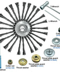 10 Inch Steel Wire Weed Wheel Brush Trimmer Head for Weed Eater and Weed Wacker with Adapter Kit and Tools for Rust Removal