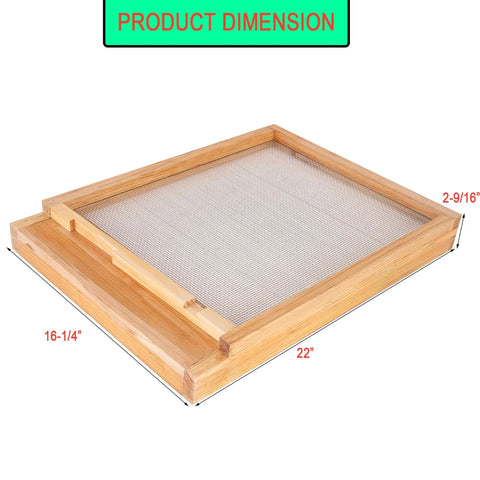 Screened Bottom Board For Beehives, 10 Frame With Entrance Reducer, Solid Wood Beehive Bottom Board with dimensions 22 x 16-1/4 inches