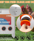 Kick The Chore Out Of Feeding With This Heavy Duty Automatic Chicken Feeder For Backyard Birds featuring a durable 85-pound metal hopper and feeding ports.