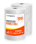 2 Pack Bubble Roll Wrap 100 Ft By 12 In Clear With Three Sixteenth Inch Small Bubbles Dense Cushioning For Fragile Dishes Packing