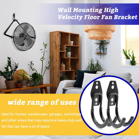 Two Pack Wall Fan Mounting Brackets With Industrial Grade Design displayed in a living room setting