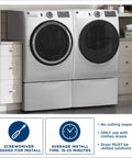 Laundry room with installed clothes dryers next to Premium 5 Layer Aluminum Dryer Duct 4 Inch 8 Foot Fire Resistant And Crush Resistant Insulated Dryer Vent Hose info