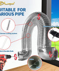 7 Piece 16 Foot Dryer Vent Cleaning Kit With Reinforced Nylon Brush And Flexible Lint Trap Attachments in use with pipe
